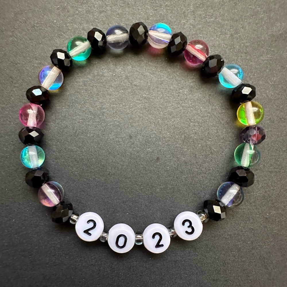 2023 Bracelet Glass Beaded Stretchy New Years Eve Jewelry Gift For Her Hostess